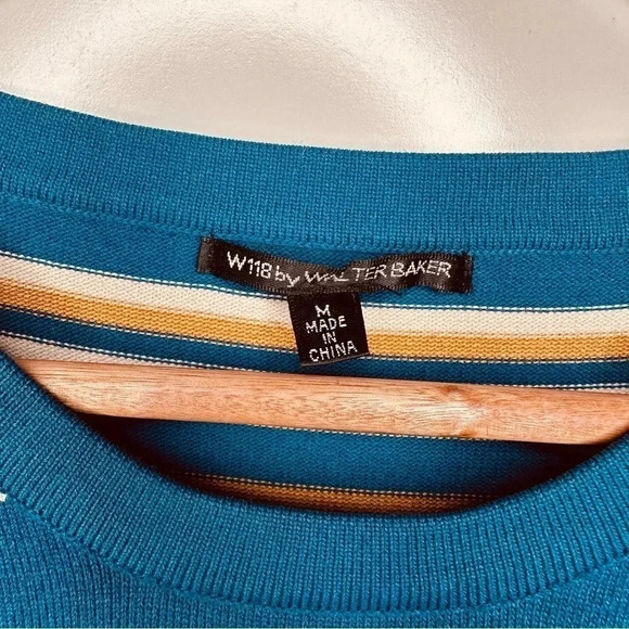 W118 by Walter Baker Teal Stripe Knit Bodycon Dress Size Medium - Picture 4 of 6